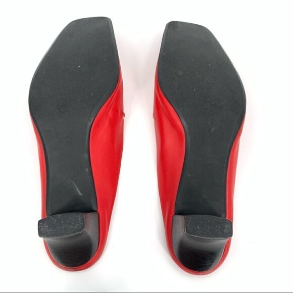Franco sarto heels size 9 red leather square toe slip on mules vintage 90s - Picture 7 of 12